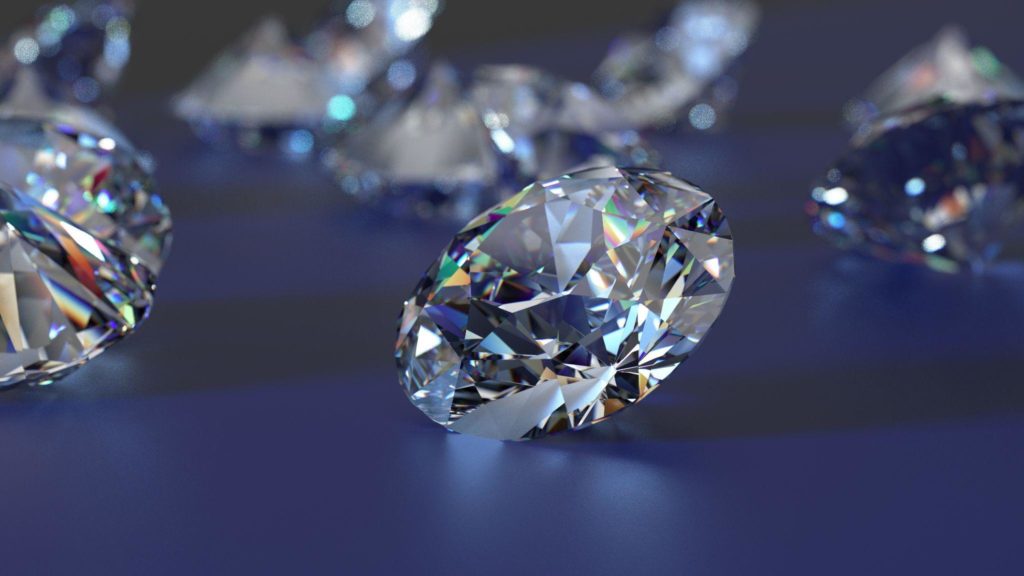 Shiny Diamonds on dark purple surface background