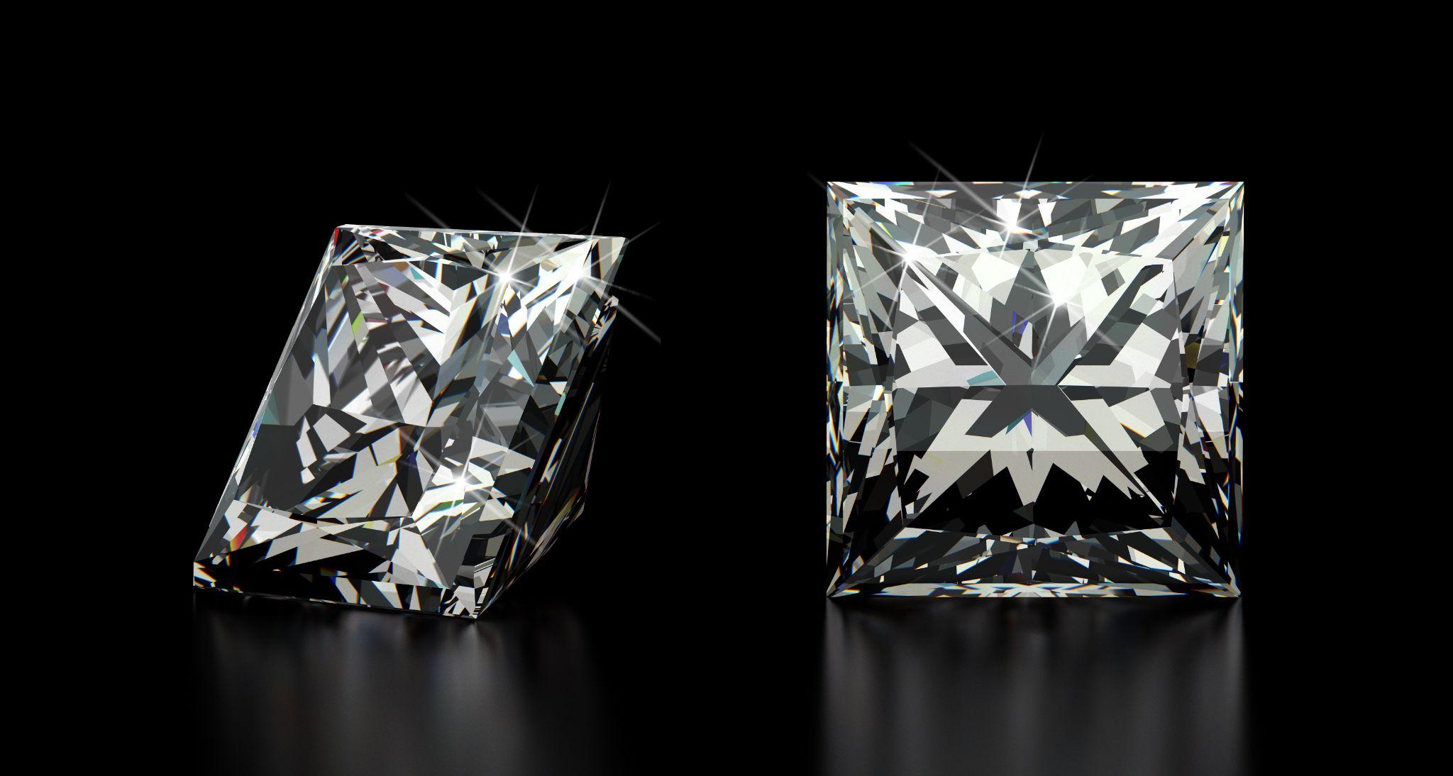 Princess cut diamonds.
